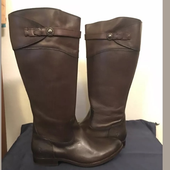 Frye Dark Brown Molly Button Tall Riding Boots - Picture 1 of 8